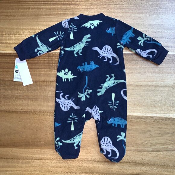 Carters Baby Boy Dinosaur Fleece Footed Pajamas With 2-Way Zipper Size 3M - Picture 6 of 9